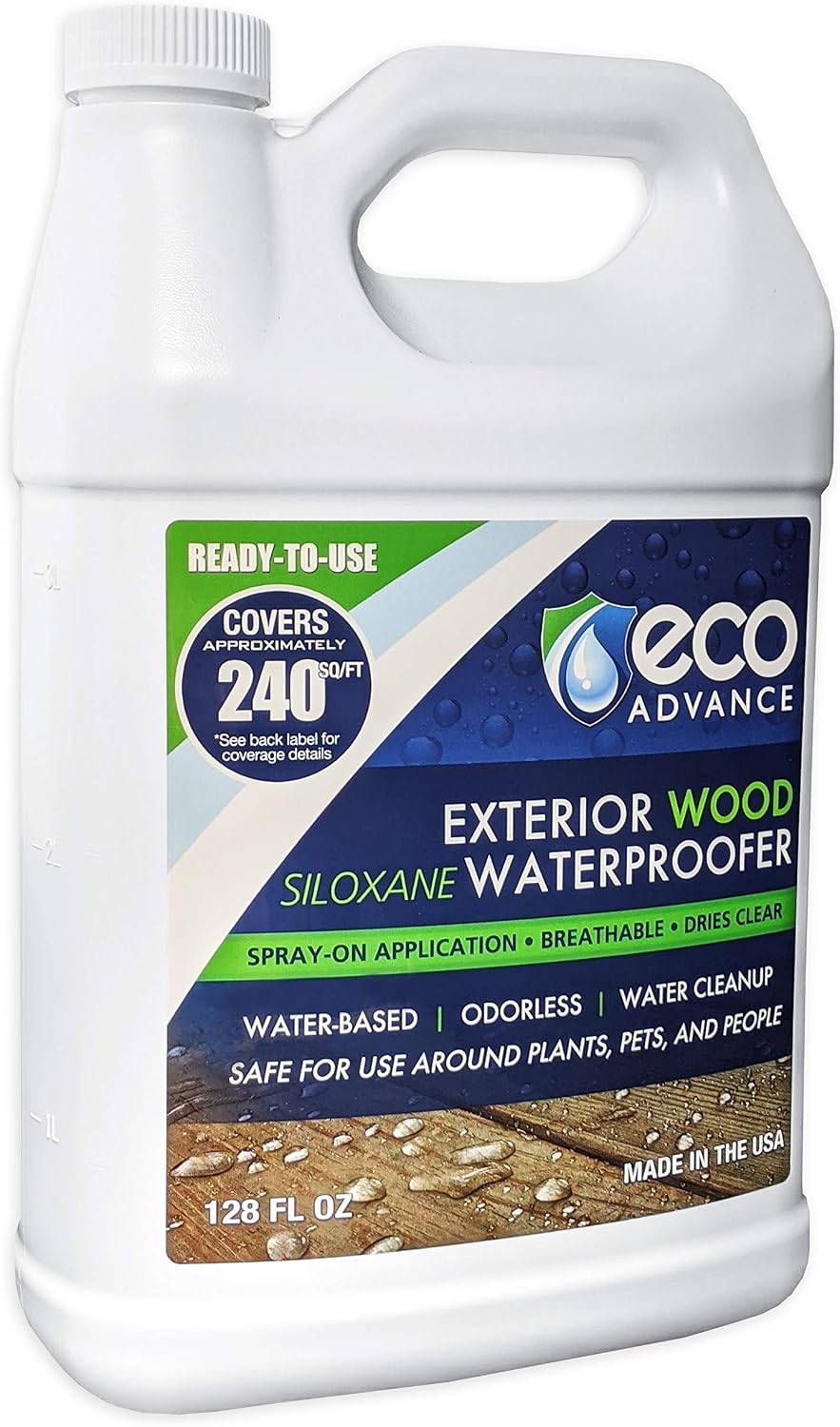 Eco Advance EAWOD128PD Exterior Wood Siloxane Waterproofer, 1 US Gallon