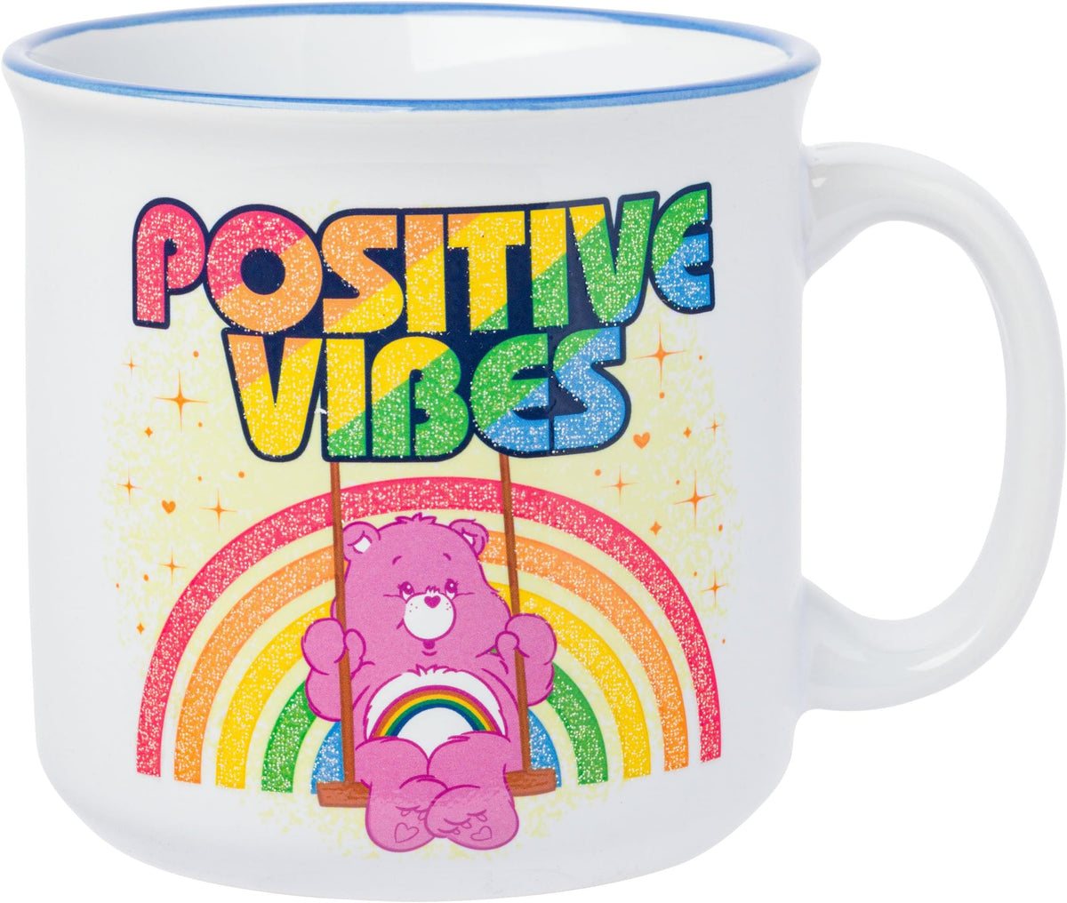 Silver Buffalo Care Bears Positive Vibes Glitter, Ceramic Camper Mug, 20 oz