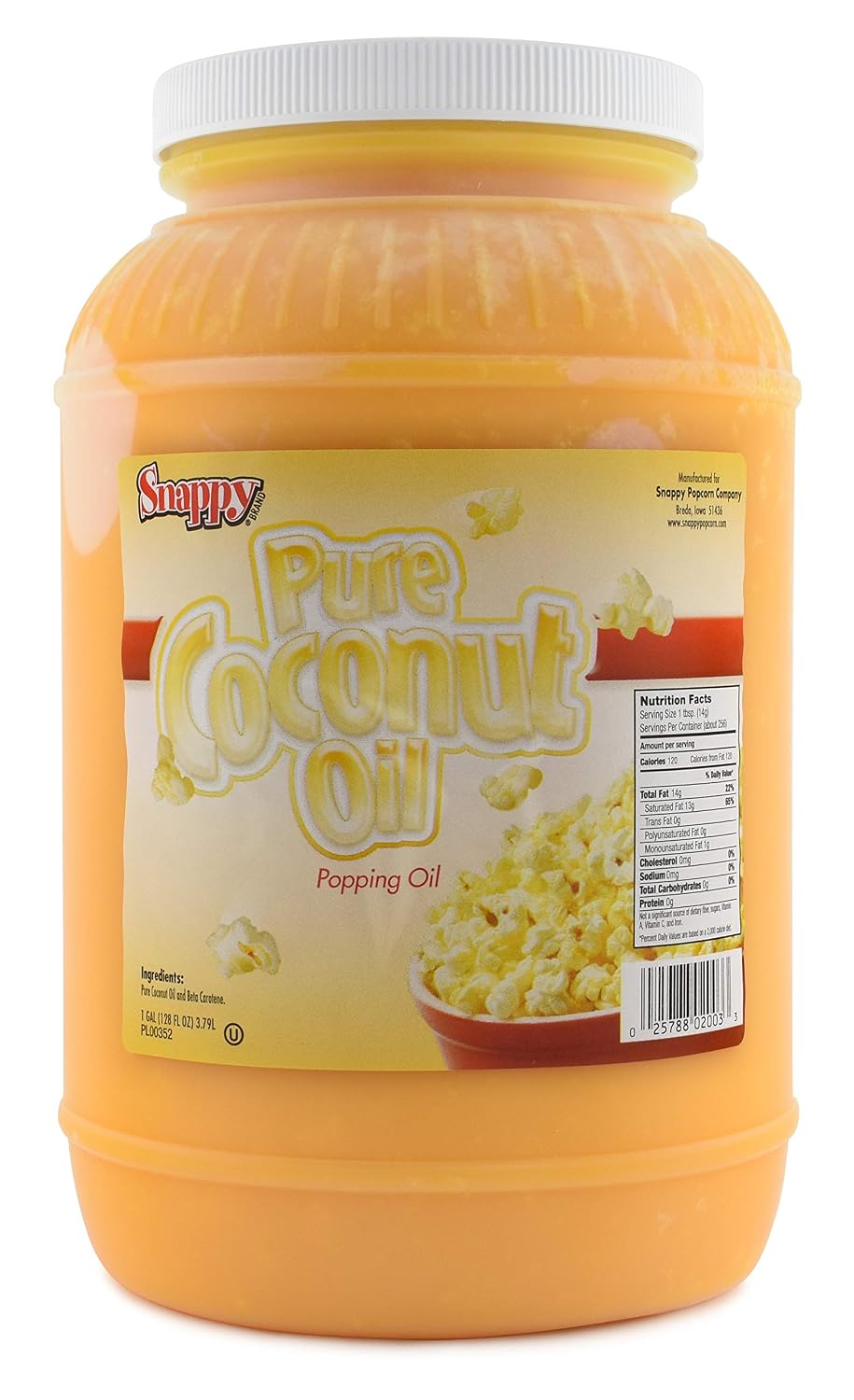 Snappy Butter Flavored Coconut Oil for Popcorn, 1 Gallon