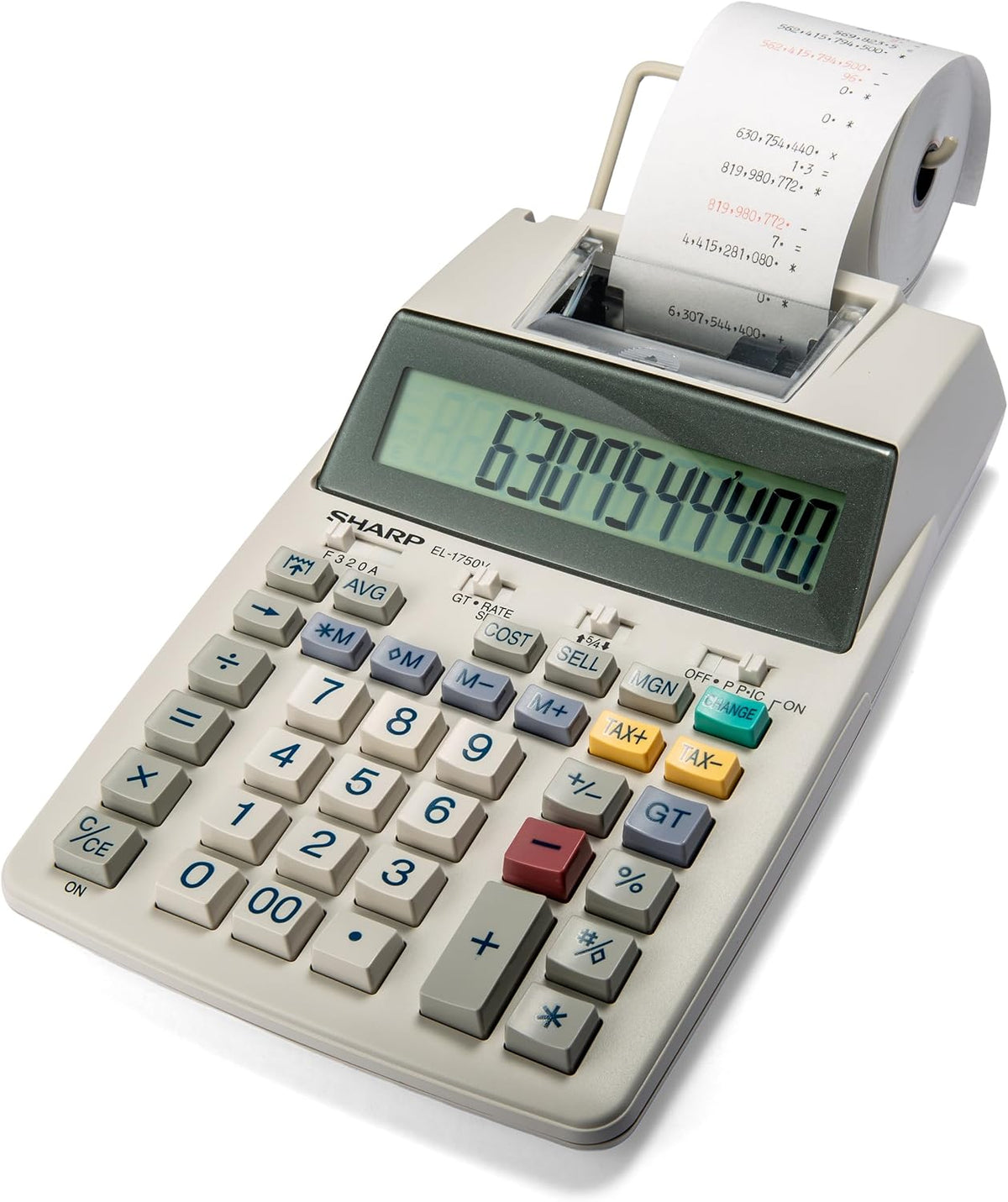 Sharp EL-1750V 12-Digit Two-Colour Printing Calculator