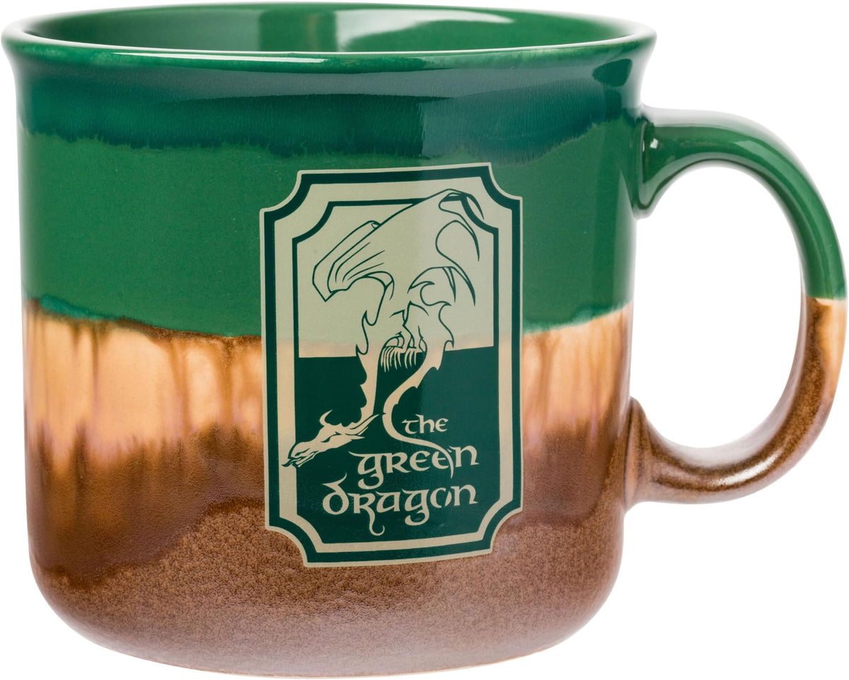 Silver Buffalo The Lord of the Rings The Green Dragon Reactive Glaze Ceramic Camper Mug, 20 oz
