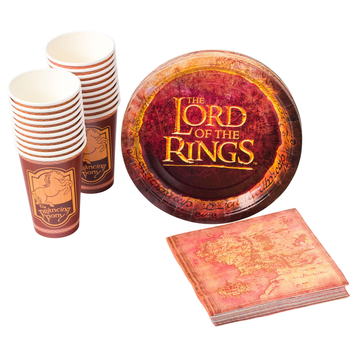 Silver Buffalo The Lord of the Rings Prancing Pony 60-Piece Partyware Set