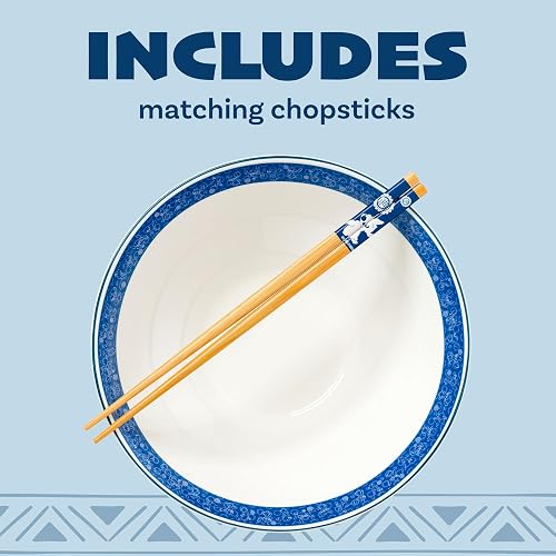 Silver Buffalo Disney Lilo & Stitch Watercolor Ceramic Ramen Bowl with Chopsticks, 30 oz — alternate view