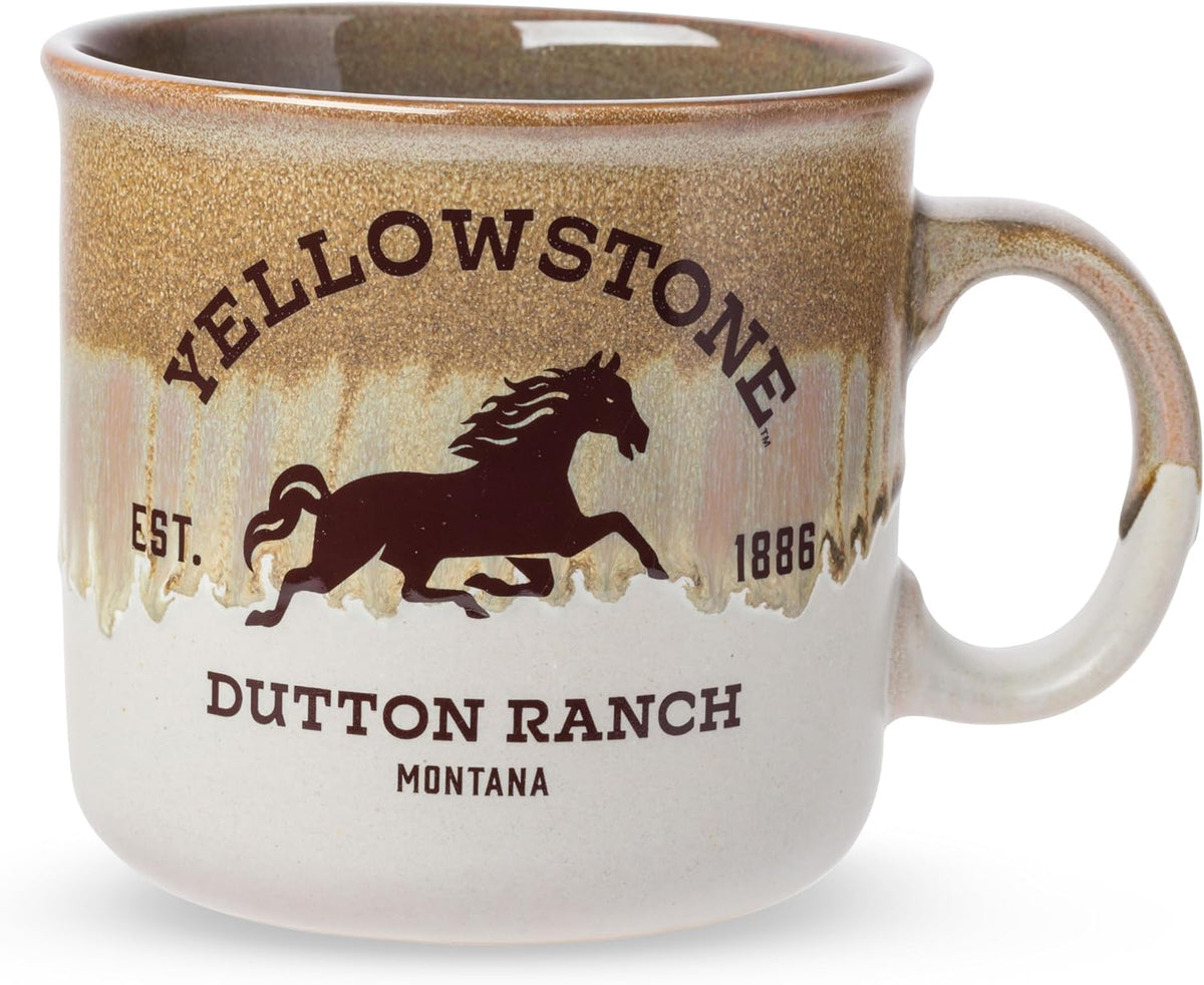 Silver Buffalo Yellowstone Dutton Ranch, Reactive Glaze Camper Mug, 20 oz