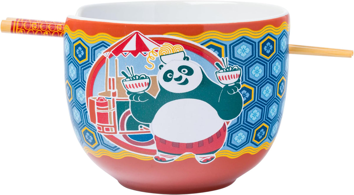 Silver Buffalo Kung Fu Panda Po Ceramic Ramen Bowl with Chopsticks, 20 oz