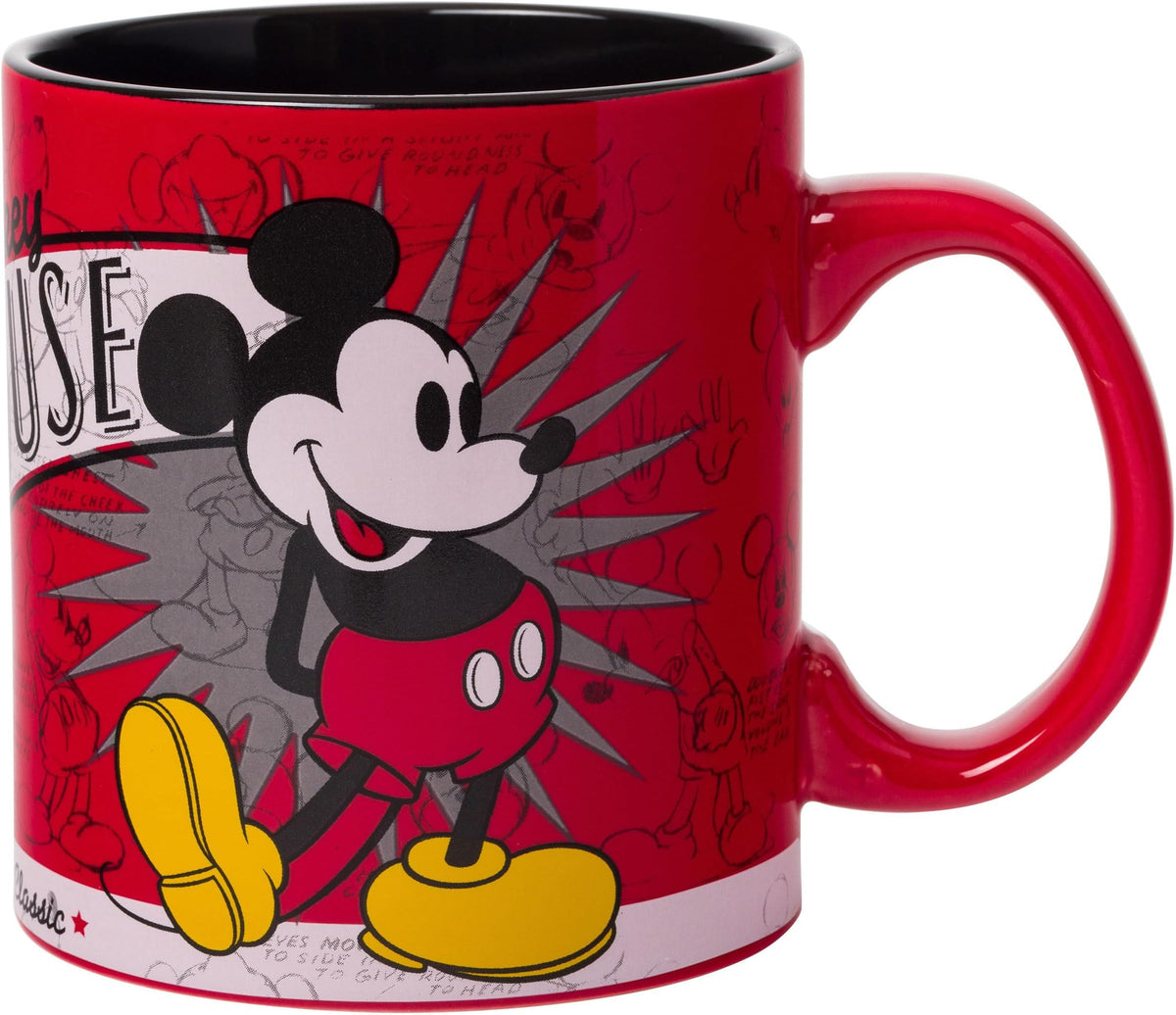 Silver Buffalo Disney 1928 Vintage Mickey Mouse He Leads Them All Ceramic Mug, 20 oz
