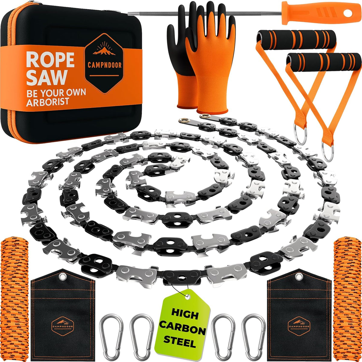 CAMPNDOOR 53-Inch High Limb Rope Saw with Handles and Carrying Case
