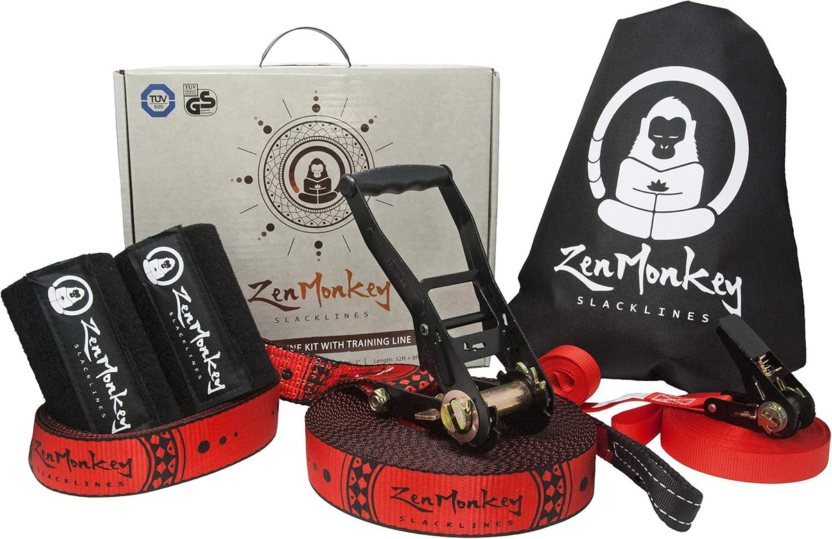 ZenMonkey Slacklines 60-Foot Slackline Kit with Training Line