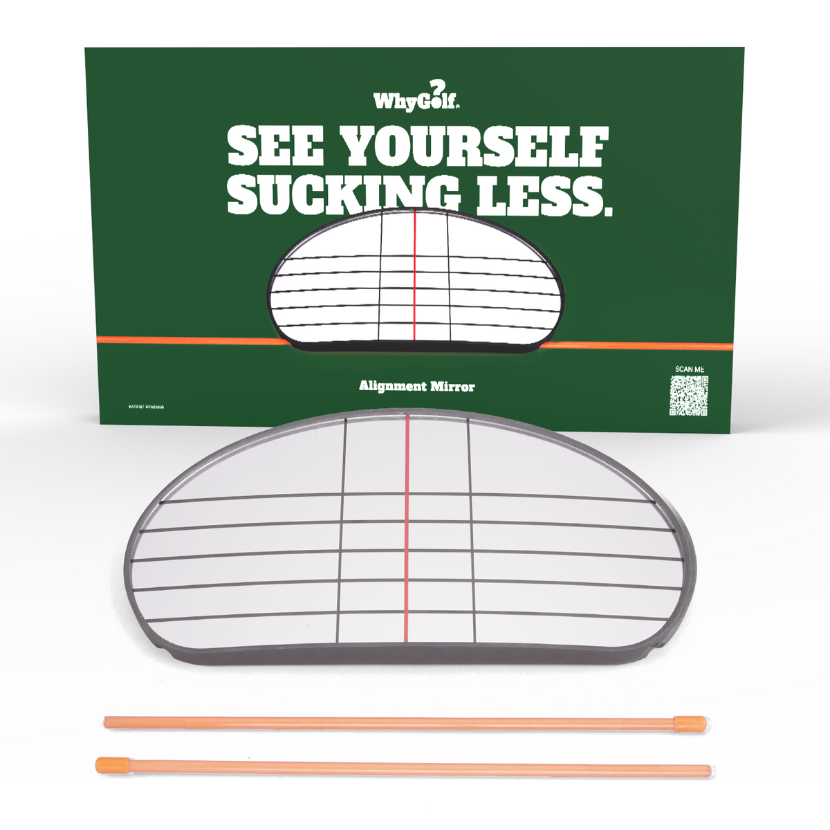 WhyGolf Alignment Mirror with Two Alignment Rods