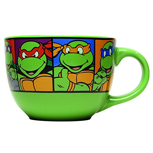 Silver Buffalo Teenage Mutant Ninja Turtles Characters Grid Ceramic Soup Mug, 24 oz