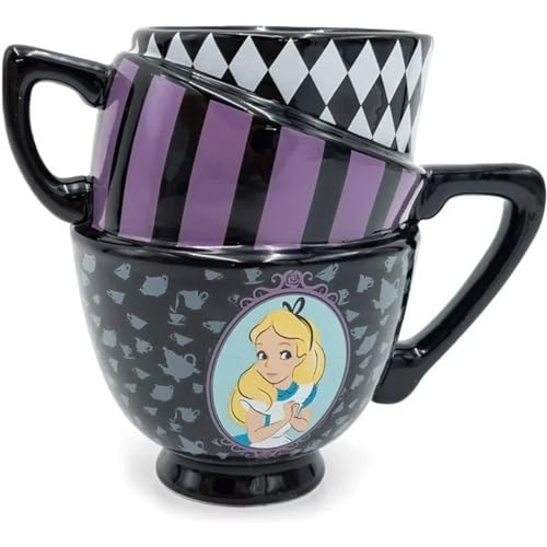 Silver Buffalo Disney's Alice in Wonderland Stacked Teacup Sculpted Ceramic Coffee Mug, 20 oz