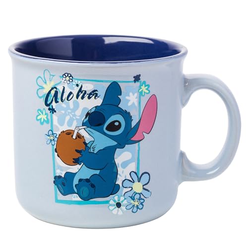 Silver Buffalo Disney Lilo & Stitch Aloha Vibes, Ceramic Camper Mug, 20 oz