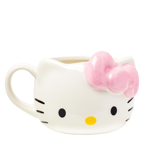 Silver Buffalo Sanrio Hello Kitty Pink Bow 3D Ceramic Mug, 20 oz