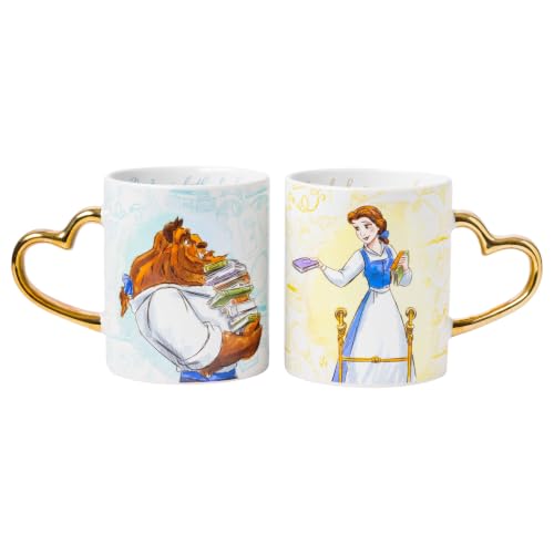 Silver Buffalo Disney Beauty and the Beast Belle & Beast Ceramic Mug Set, 14 oz, 2-Pack