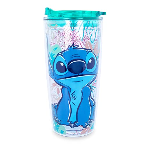 Silver Buffalo Lilo and Stitch Blue, Tumbler with Slide Close Lid, 20 oz