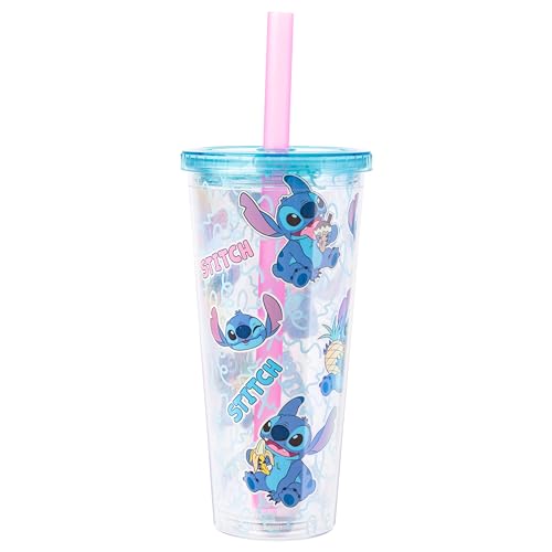 Silver Buffalo Disney Lilo & Stitch Stitch Snacking Boba Tumbler, 24 oz