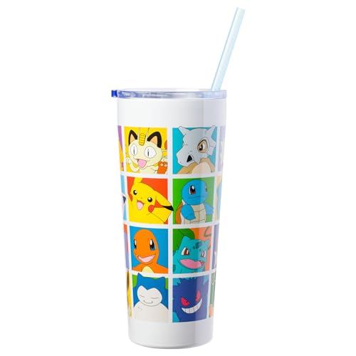 Silver Buffalo Pokémon Pokémon Pikachu, Snorlax, Charmander, Squirtle, Stainless Steel Tumbler, 22 oz