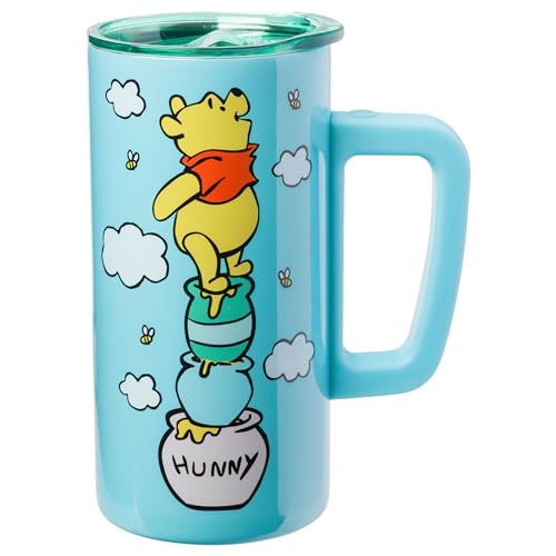 Silver Buffalo Disney Winnie the Pooh Hunny Stack Double Wall Stainless Steel Coffee Mug with Handle, 15 oz