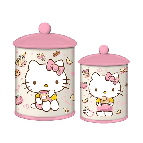 Silver Buffalo Sanrio Hello Kitty Ceramic Canister, 5.5” x 5.5” x 8”