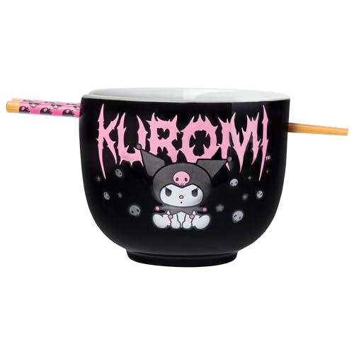 Silver Buffalo Sanrio Kuromi Ramen Bowl with Chopsticks, 20 oz