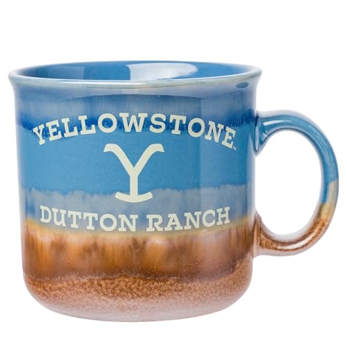 Silver Buffalo Yellowstone Dutton Ranch Reactive Glaze Camper Mug, 20 oz