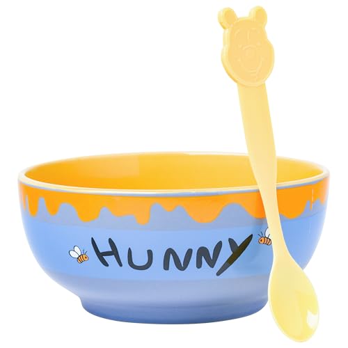 Silver Buffalo Disney Winnie the Pooh Hunny Pot Bowl with Color-Changing Spoon, 28 oz