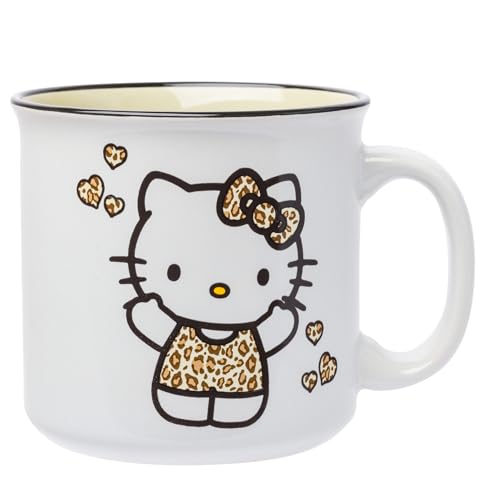 Silver Buffalo Sanrio Hello Kitty Leopard Outfit, Ceramic Camper Mug, 20 oz