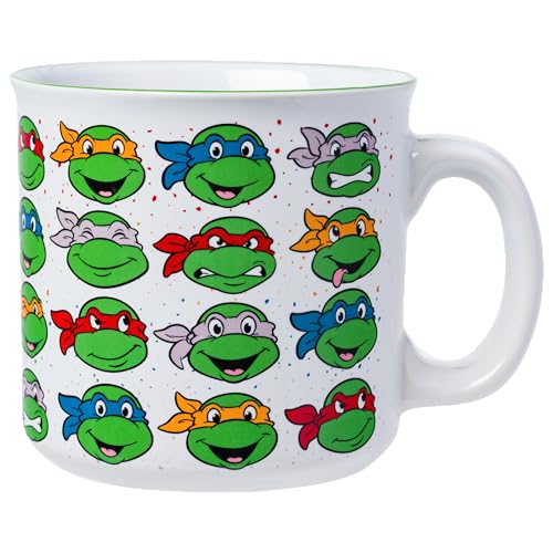 Silver Buffalo TMNT Multi Face Pattern 20 oz Ceramic Camper Mug