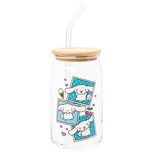 Silver Buffalo Sanrio Cinnamoroll Polaroid, Glass Tumbler, 16 oz
