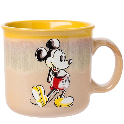 Silver Buffalo Disney Classic Mickey Sketch Watercolor Pose Heat Reveal Ceramic Camper Mug, 20 oz