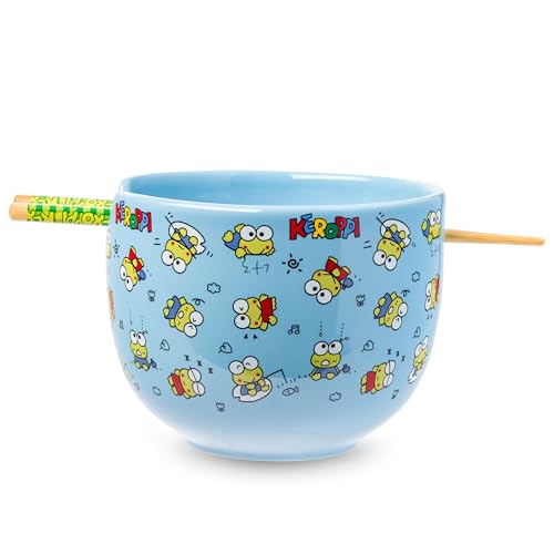 Silver Buffalo Sanrio Hello Kitty Fishing, Ramen Bowl with Chopsticks, 20 oz
