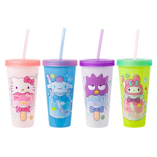 Silver Buffalo Sanrio Hello Kitty & Friends Color Changing Plastic Tumblers Tumbler Set, 24 oz