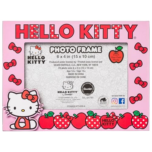 Silver Buffalo Sanrio Hello Kitty Apples and Bows Photo Picture Frame, Pink, 4 x 6 Inches