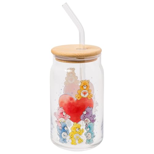 Silver Buffalo Care Bears Featuring Tenderheart, Cheer, Grumpy, Share, Bedtime, and Glass Tumbler, 16 oz