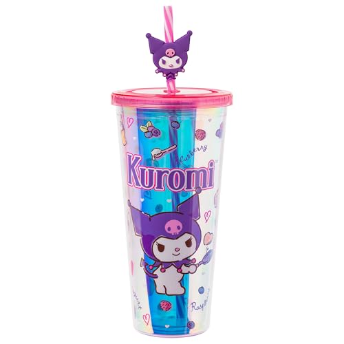 Silver Buffalo Sanrio Hello Kitty Kuromi Iridescent, Plastic Cold Cup, 24 oz