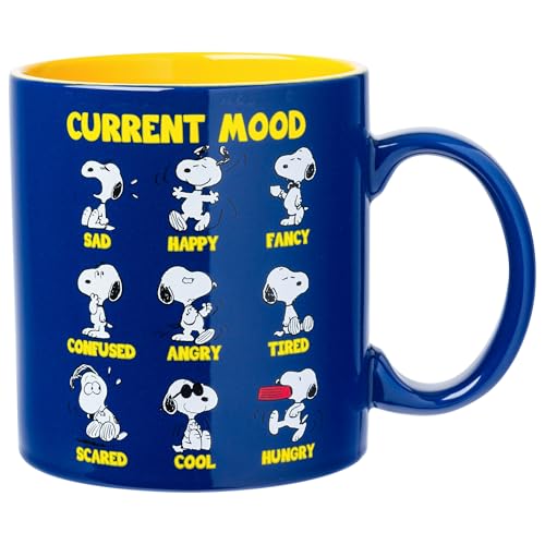 Silver Buffalo Peanuts Snoopy Current Mood Emotions, Ceramic Mug, 20 oz