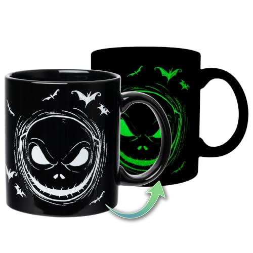 Silver Buffalo Nightmare Before Christmas Jack Evil Grin Glow in The Dark 20 oz Ceramic Mug