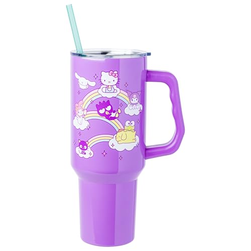 Silver Buffalo Hello Kitty and Friends Seize The Moment Rainbows 40 oz Stainless Steel Tumbler w Handle