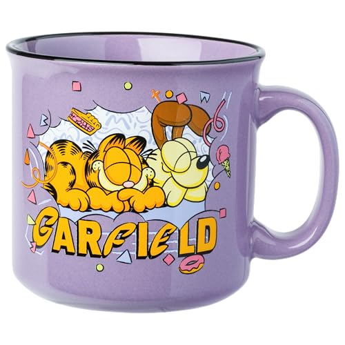 Silver Buffalo Garfield and Odie Ceramic Camper Mug, 20 oz