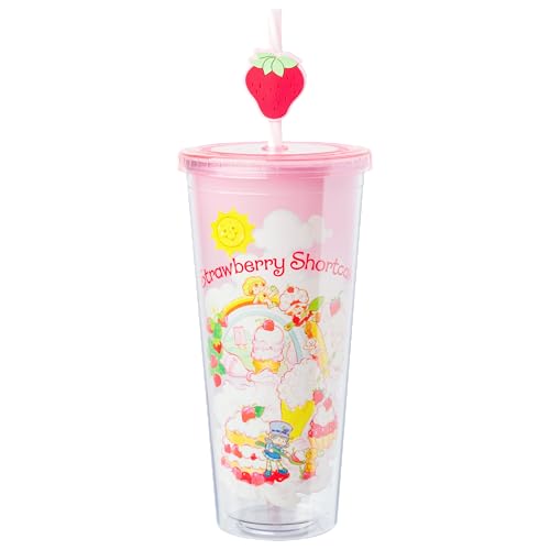Silver Buffalo Strawberry Shortcake Vintage Rainbow, Plastic Cold Cup, 24 oz