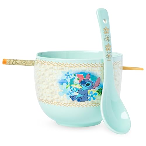 Silver Buffalo Lilo and Stitch Tropic Set, Ramen Bowl with Chopsticks, 20 oz