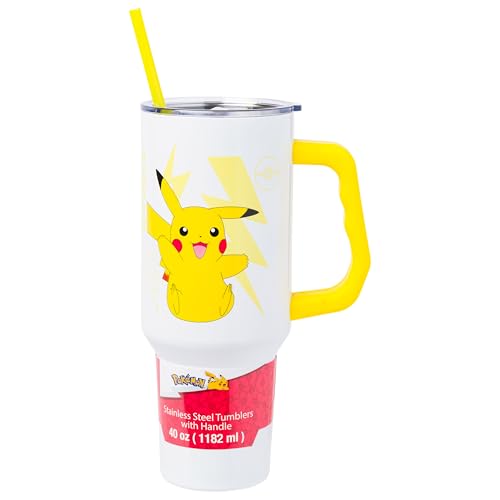 Silver Buffalo Pokémon Pikachu Number 25 Electric Type Stainless Steel Tumbler, 40 oz