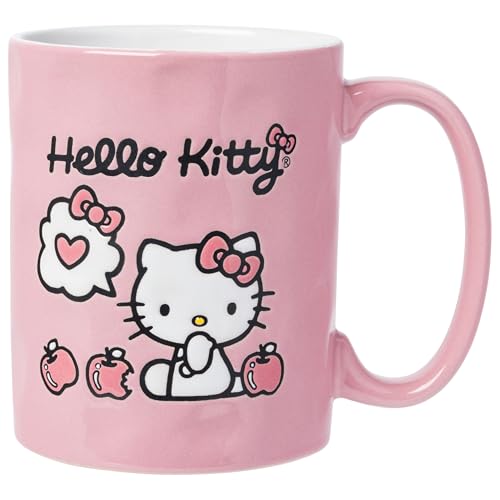 Silver Buffalo Hello Kitty Apple Trail Wax Resist 17oz Ceramic Pottery Mug