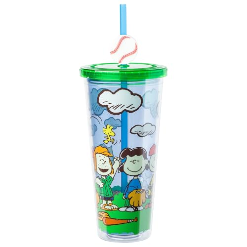 Silver Buffalo Peanuts Baseball, Plastic Cold Cup, 24 oz