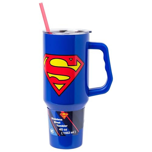 Silver Buffalo DC Comics Superman Emblem, Stainless Steel Tumbler, 40 oz