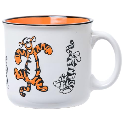 Silver Buffalo Winnie The Pooh Multiple Tigger Poses Wax Resist 20 oz Ceramic Camper Mug