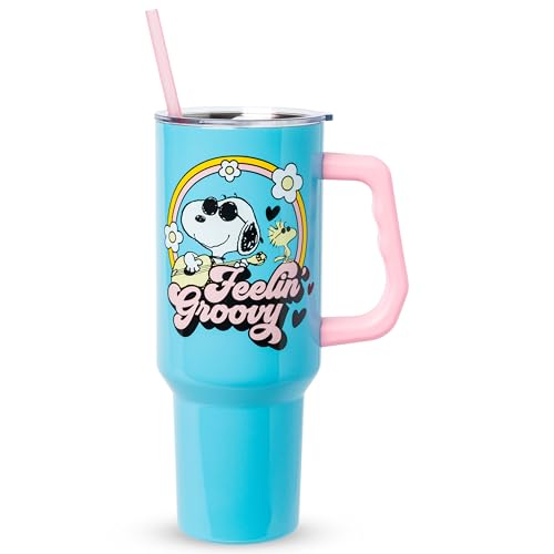 Silver Buffalo Peanuts Snoopy and Woodstock, Stainless Steel Tumbler, 40 oz