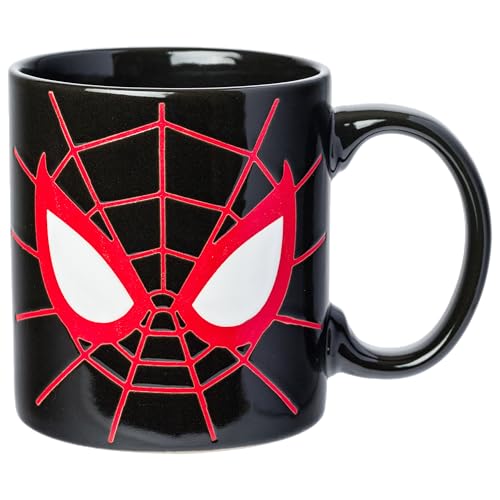 Silver Buffalo Marvel Miles Morales, Wax Resist Ceramic Pottery Mug, 20 oz