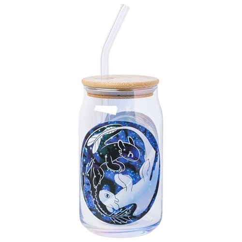 Silver Buffalo How to Train Your Dragon Night and Light Ying & Yang Glass Tumbler, 16 oz