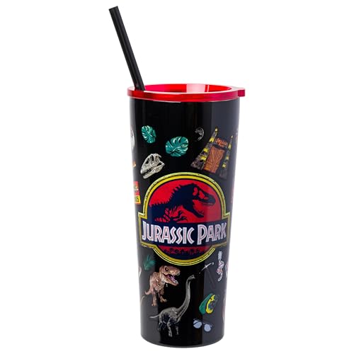 Silver Buffalo Universal Jurassic Park Logo, Stainless Steel Tumbler, 22 oz